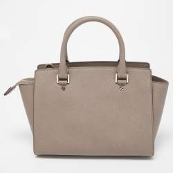 Pre Owned MICHAEL Michael Kors Taupe Saffiano Leather Medium Selma Satchel