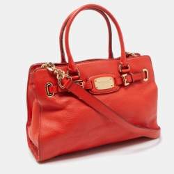 Pre Owned MICHAEL Michael Kors Red Leather East West Hamilton Tote