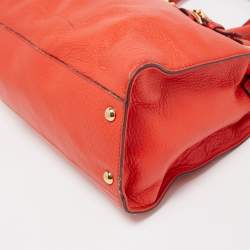Pre Owned MICHAEL Michael Kors Red Leather East West Hamilton Tote