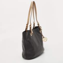 Pre Owned MICHAEL Michael Kors Black Soft Leather Small Jet Set Tote