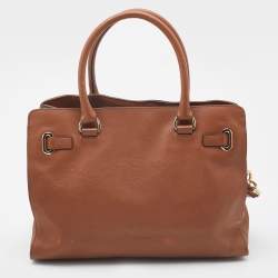 Pre Owned MICHAEL Michael Kors Brown Leather East West Hamilton Tote