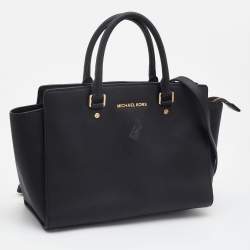 MICHAEL Michael Kors Black Leather Selma Satchel