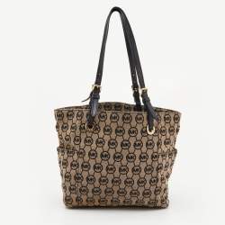 MICHAEL Michael Kors Beige/Black Signature Canvas and Leather Jet Set Tote