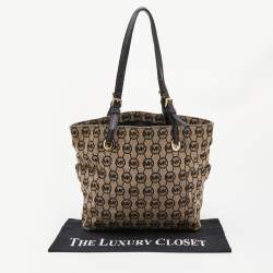 MICHAEL Michael Kors Beige/Black Signature Canvas and Leather Jet Set Tote