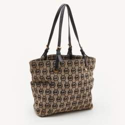 MICHAEL Michael Kors Beige/Black Signature Canvas and Leather Jet Set Tote