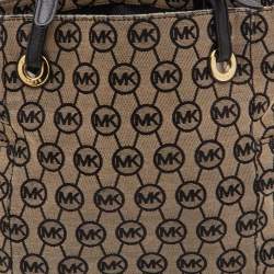 MICHAEL Michael Kors Beige/Black Signature Canvas and Leather Jet Set Tote