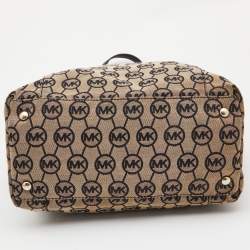 MICHAEL Michael Kors Beige/Black Signature Canvas and Leather Jet Set Tote