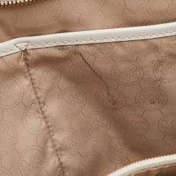 Pre Owned MICHAEL Michael Kors Black/White Canvas and Leather Selma Satchel