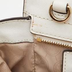 Pre Owned MICHAEL Michael Kors Black/White Canvas and Leather Selma Satchel