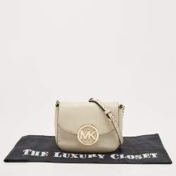 Pre Owned MICHAEL Michael Kors Off-White Leather Fulton Crossbody Bag