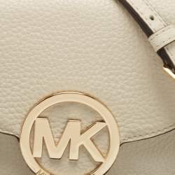 Pre Owned MICHAEL Michael Kors Off-White Leather Fulton Crossbody Bag