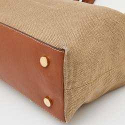 Pre Owned MICHAEL Michael Kors Tan Canvas and Leather Tote