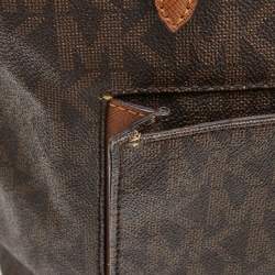 مملوكة مسبقًا حقيبة يد مايكل مايكل كورس جيت سيت جلد و كانفاس مقوى مطبوع نقشة شعار الماركة بيج و بني 