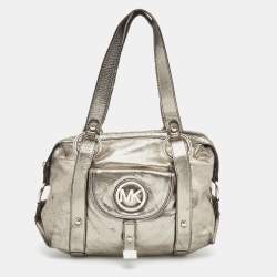 Michael Kors Off White/Brown Signature Coated Canvas Kellen Top Handle Bag  Michael Kors