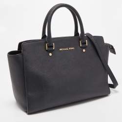 Pre Owned MICHAEL Michael Kors Black Saffiano Leather Large Selma Tote