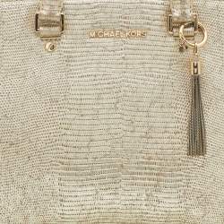 MICHAEL Michael Kors Gold Snakeskin Embossed Leather Large Selma Satchel
