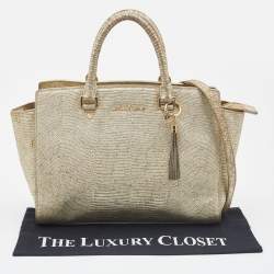 MICHAEL Michael Kors Gold Snakeskin Embossed Leather Large Selma Satchel