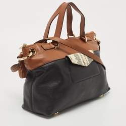 Pre Owned MICHAEL Michael Kors Brown /Black Leather Mira Top Handle Bag