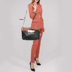 Pre Owned MICHAEL Michael Kors Brown /Black Leather Mira Top Handle Bag