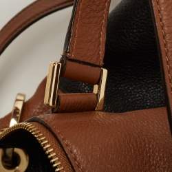 Pre Owned MICHAEL Michael Kors Brown /Black Leather Mira Top Handle Bag