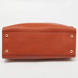 Pre Owned MICHAEL Michael Kors Orange Leather East West Hamilton Tote