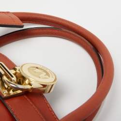 Pre Owned MICHAEL Michael Kors Orange Leather East West Hamilton Tote