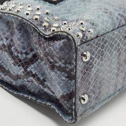 Pre Owned حقيبة يد توتس مايكل مايكل كورس هاميلتون نورث ساوث سويدي نقشة جلد الثعبان أزرق 