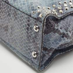 Pre Owned حقيبة يد توتس مايكل مايكل كورس هاميلتون نورث ساوث سويدي نقشة جلد الثعبان أزرق 