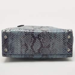 Pre Owned حقيبة يد توتس مايكل مايكل كورس هاميلتون نورث ساوث سويدي نقشة جلد الثعبان أزرق 