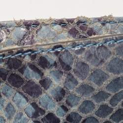 Pre Owned حقيبة يد توتس مايكل مايكل كورس هاميلتون نورث ساوث سويدي نقشة جلد الثعبان أزرق 