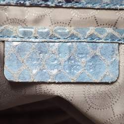 Pre Owned حقيبة يد توتس مايكل مايكل كورس هاميلتون نورث ساوث سويدي نقشة جلد الثعبان أزرق 