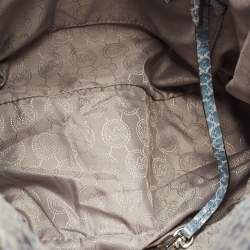 Pre Owned حقيبة يد توتس مايكل مايكل كورس هاميلتون نورث ساوث سويدي نقشة جلد الثعبان أزرق 