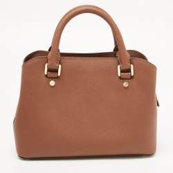 Pre Owned MICHAEL Michael Kors Brown Saffiano Leather Small Savannah Satchel