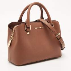 Pre Owned MICHAEL Michael Kors Brown Saffiano Leather Small Savannah Satchel