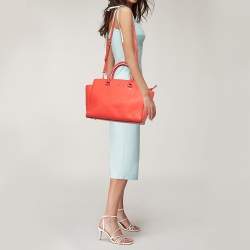 Pre Owned MICHAEL Michael Kors Red Saffiano Leather Large Selma Satchel