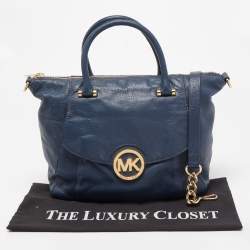 Pre Owned MICHAEL Michael Kors Navy Blue Soft Leather Fulton Hobo