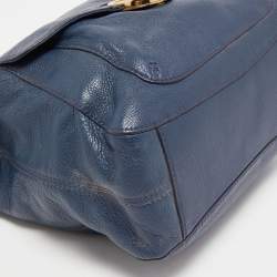 Pre Owned MICHAEL Michael Kors Navy Blue Soft Leather Fulton Hobo