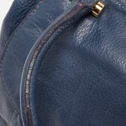Pre Owned MICHAEL Michael Kors Navy Blue Soft Leather Fulton Hobo