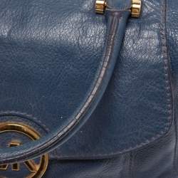 Pre Owned MICHAEL Michael Kors Navy Blue Soft Leather Fulton Hobo
