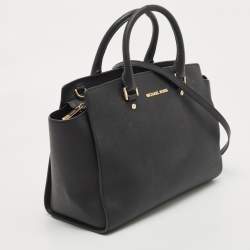 مملوكة مسبقًا حقيبة ساتشل مايكل كورس سيلما جلد بني كبيرة