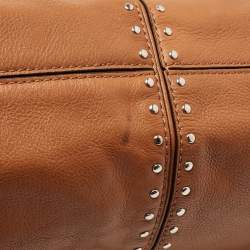 مملوكة مسبقًا MICHAEL Michael Kors Brown Leather Aster Studded Ring Tote