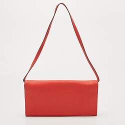 Pre Owned MICHAEL Michael Kors Red Leather Tilda Clutch Bag