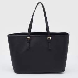 Pre Owned MICHAEL Michael Kors Black Leather Large Jet Set Travel Tote