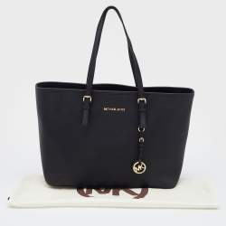 Pre Owned MICHAEL Michael Kors Black Leather Large Jet Set Travel Tote