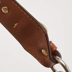 Pre Owned Michael Michael Kors Beige/Brown Signature Canvas and Leather Studded Hobo