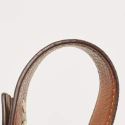 Pre Owned Michael Michael Kors Beige/Brown Signature Canvas and Leather Studded Hobo