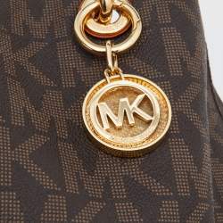 مملوكة مسبقًا MICHAEL Michael Kors Brown/Tan Signature Coated Canvas and Leather Cynthia Tote