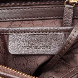 Pre Owned MICHAEL Michael Kors Brown Leopard Print Satin and Leather Boston Bag