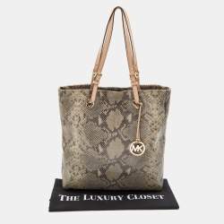 Michael Michael Kors Beige/Grey Python Effect Leather North South Tote