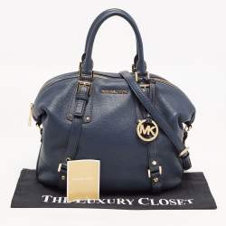 Pre Owned MICHAEL Michael Kors Dark Blue Leather Bedford Satchel